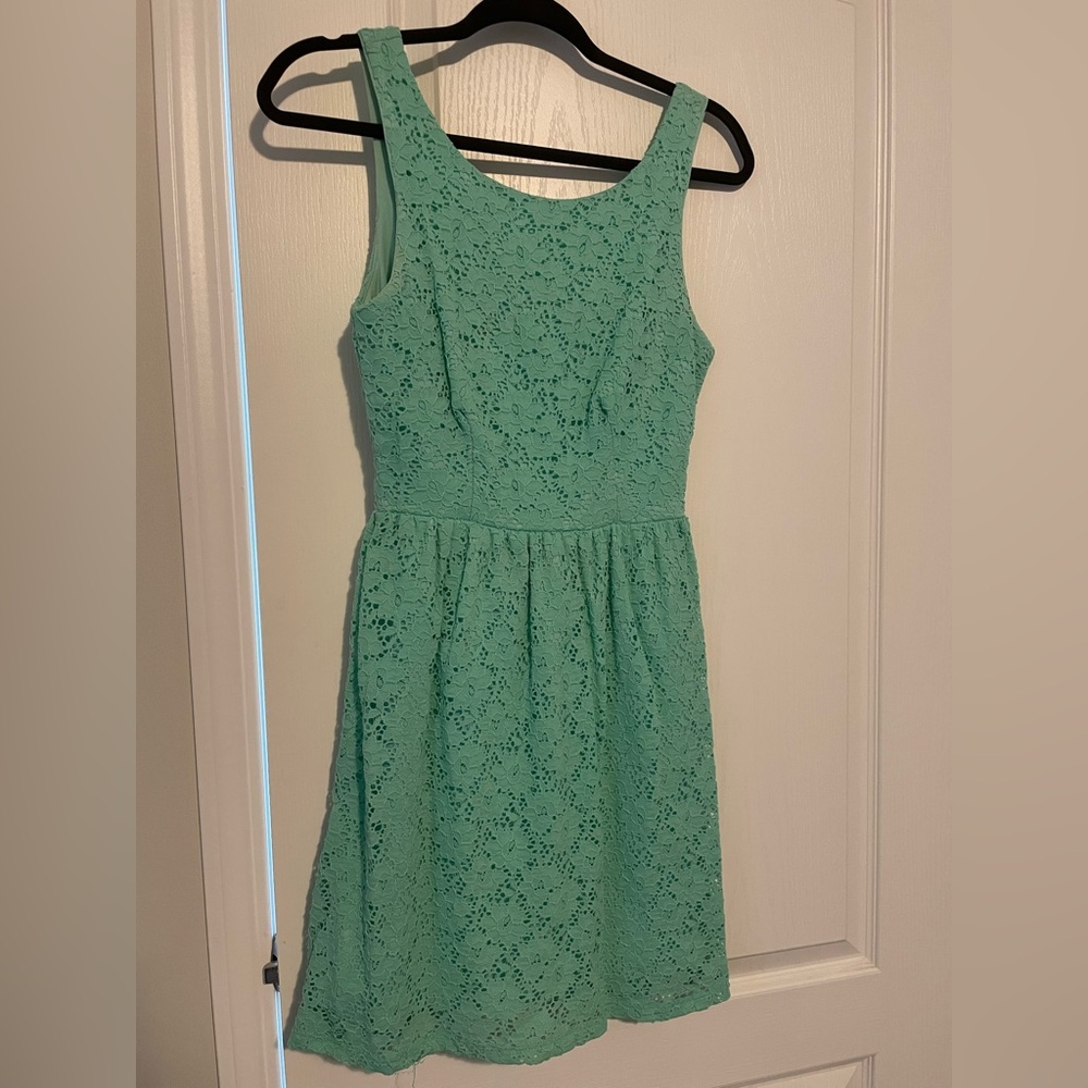 Eclipse - Elegant Minty Blue Lace Dress - Picture 1 of 7